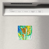Abstracte florale waterverf magneet (Insitu (Vaatwasser))
