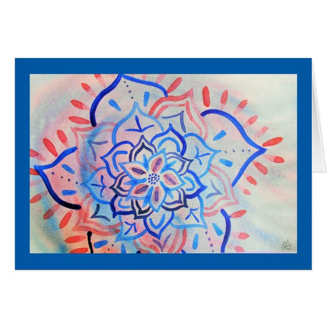 Abstracte florale waterverf mandala (Voorkant Horizontaal)