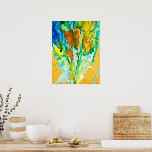 Abstracte florale waterverf poster (Keuken)