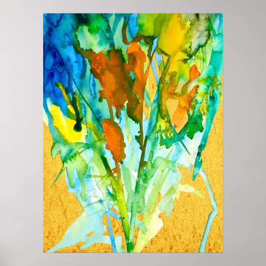 Abstracte florale waterverf poster (Voorkant)