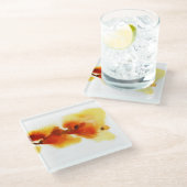 Abstracte florale waterverf schilderijen 2 glazen onderzetter (Schuin)