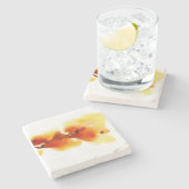 Abstracte florale waterverf schilderijen 2 stenen onderzetter (Zijkant)