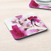 Abstracte florale waterverf schilderijen 4 bier onderzetter (Linkerzijde)