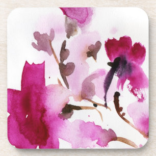 Abstracte florale waterverf schilderijen 4 bier onderzetter