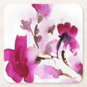 Abstracte florale waterverf schilderijen 4 kartonnen onderzetters (Voorkant)