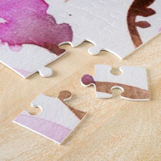 Abstracte florale waterverf schilderijen 4 legpuzzel (Zijkant)