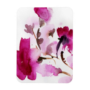 Abstracte florale waterverf schilderijen 4 magneet