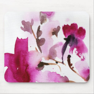 Abstracte florale waterverf schilderijen 4 muismat