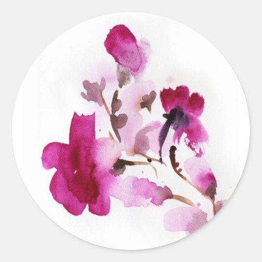 Abstracte florale waterverf schilderijen 4 ronde sticker (Voorkant)