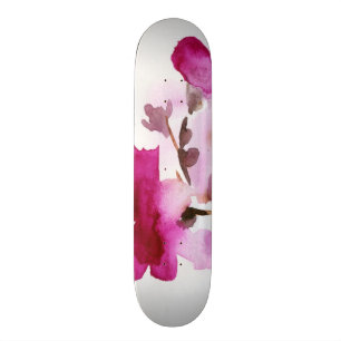 Abstracte florale waterverf schilderijen 4 skateboard