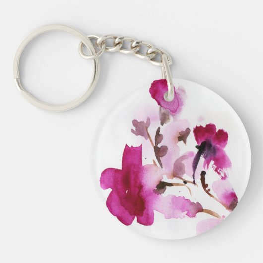 Abstracte florale waterverf schilderijen 4 sleutelhanger (Voorkant)