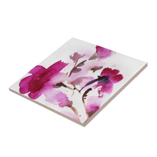 Abstracte florale waterverf schilderijen 4 tegeltje (Zijkant)