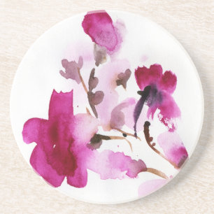 Abstracte florale waterverf schilderijen 4 zandsteen onderzetter