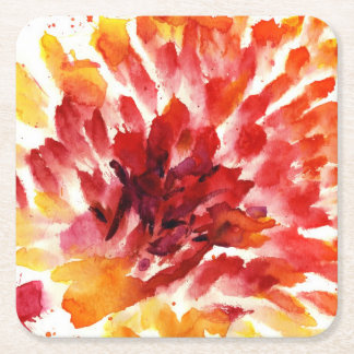 Abstracte florale waterverf schilderijen 5 kartonnen onderzetters