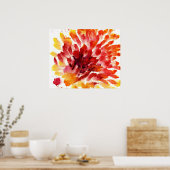 Abstracte florale waterverf schilderijen 5 poster (Keuken)