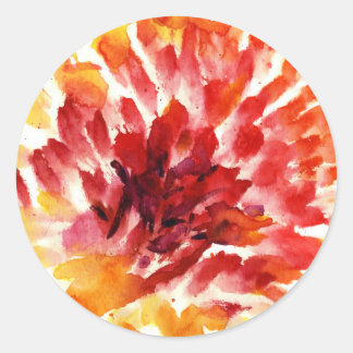 Abstracte florale waterverf schilderijen 5 ronde sticker