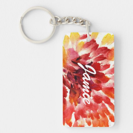 Abstracte florale waterverf schilderijen 5 sleutelhanger (Voorkant)