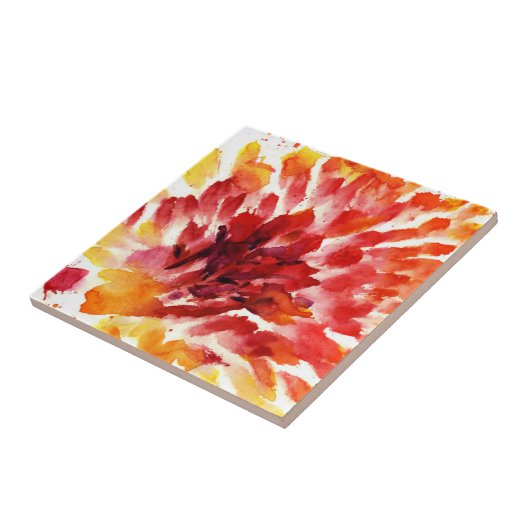 Abstracte florale waterverf schilderijen 5 tegeltje (Zijkant)