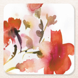 Abstracte florale waterverf schilderijen kartonnen onderzetters