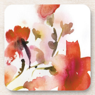 Abstracte florale waterverf schilderijen onderzetter