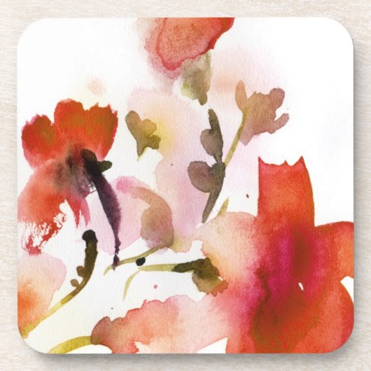Abstracte florale waterverf schilderijen onderzetter (Voorkant)