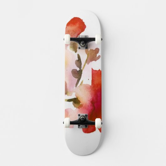 Abstracte florale waterverf schilderijen persoonlijk skateboard (Voorkant)