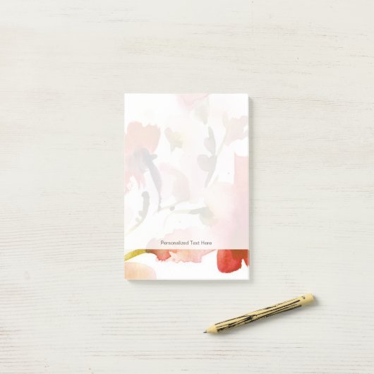 Abstracte florale waterverf schilderijen post-it® notes (Op bureau)