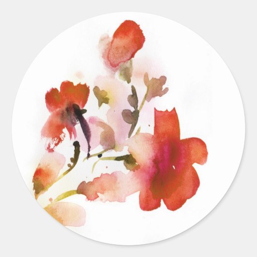 Abstracte florale waterverf schilderijen ronde sticker (Voorkant)