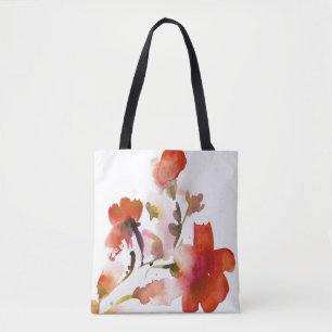 Abstracte florale waterverf schilderijen tote bag