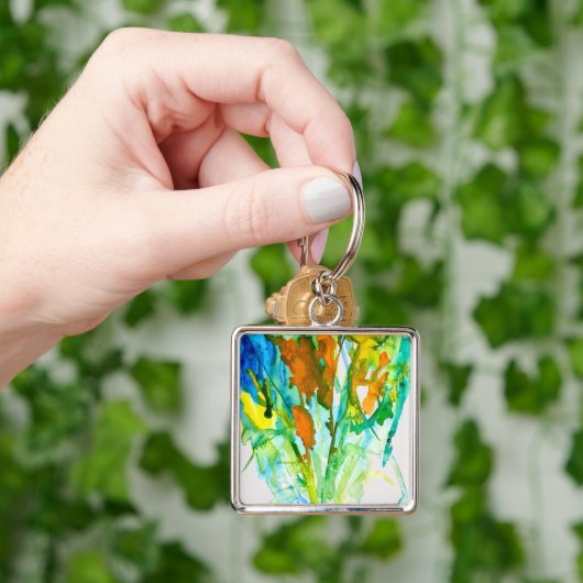 Abstracte florale waterverf sleutelhanger (Hand)