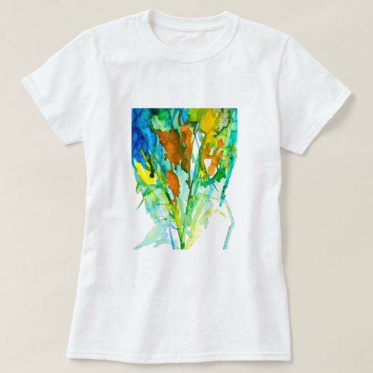 Abstracte florale waterverf t-shirt (Design voorkant)