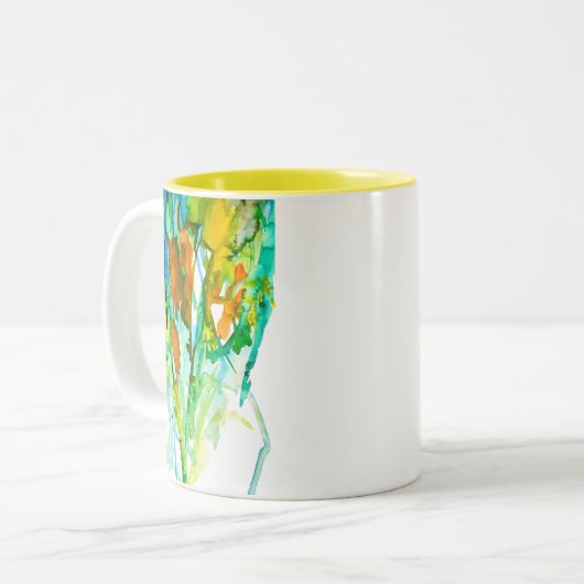 Abstracte florale waterverf tweekleurige koffiemok (Voorkant links)