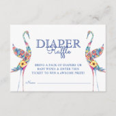 Abstracte Florals Stora Birds Diaper Raffle Ticket Informatiekaartje (Voorkant)