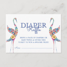 Abstracte Florals Stora Birds Diaper Raffle Ticket Informatiekaartje
