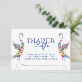 Abstracte Florals Stora Birds Diaper Raffle Ticket Informatiekaartje (Staand voorkant)