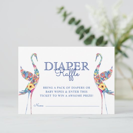 Abstracte Florals Stora Birds Diaper Raffle Ticket Informatiekaartje (Staand voorkant)