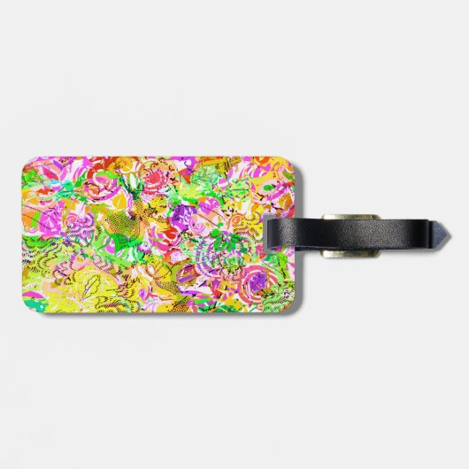 Abstracte floranje met een korte kleur bagagelabel (Achterkant horizontaal)