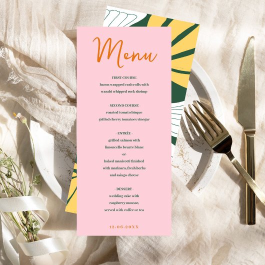 Abstracte florroze en groene mix en overeenkomend  menu