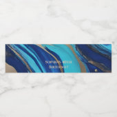 Abstracte Flow Art- Blauw en Goud- Waterfles Etiket (Enkel label)