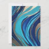 Abstracte Flow Art- Blauw & Goud Kaart (Achterkant)
