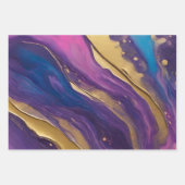 Abstracte Flow Art- Blauw Paarse Roze en Goud- Inpakpapier Vel (Voorkant 2)