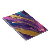 Abstracte Flow Art- Blauw Paarse Roze en Goud- Notitieboek (Rechterzijde)