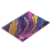 Abstracte Flow Art- Blauw Paarse Roze en Goud- Notitieboek (Linkerzijde)