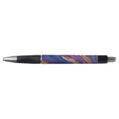 Abstracte Flow Art- Blauw Paarse Roze en Goud- Pen (Voorkant)
