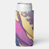 Abstracte Flow Art- Blauw Paarse Roze en Goud- Seltzer Blikjeskoeler (Seltzer Voorkant)