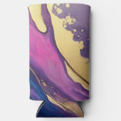 Abstracte Flow Art- Blauw Paarse Roze en Goud- Seltzer Blikjeskoeler (Voorkant)
