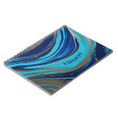 Abstracte Flow Art-Blue en Gold- Notitieboek (Linkerzijde)