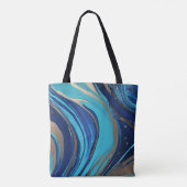 Abstracte Flow Art-Blue en Gold- Tote Bag (Achterkant)