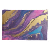 Abstracte Flow Art-Blue Paarse Roze en Goud- Kussensloop (Achterkant)