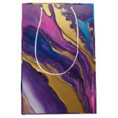 Abstracte Flow Art-Blue Paarse Roze en Goud- Medium Cadeauzakje (Voorkant)